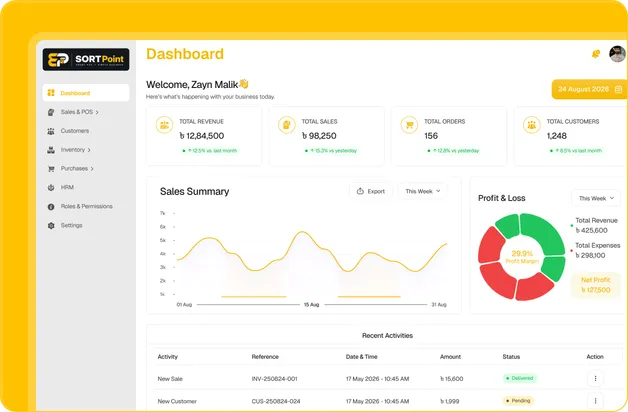 SORTPoint Smart POS System dashboard