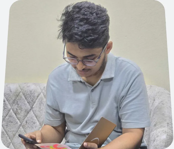 A developer working from the studio lounge