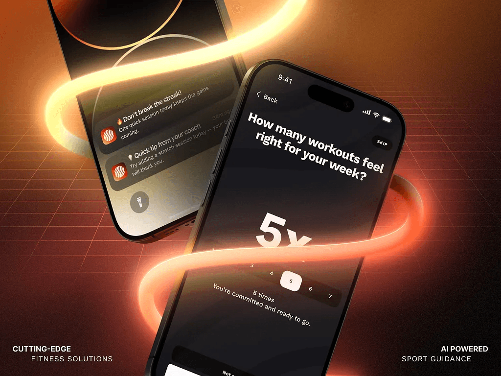 Fitness training app shown on a phone
