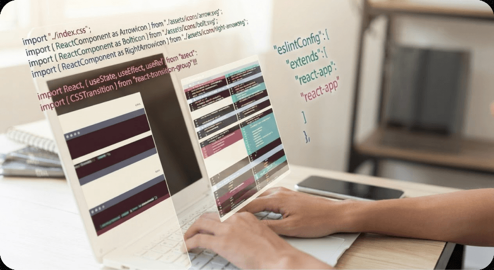 A laptop screen showing designs under review